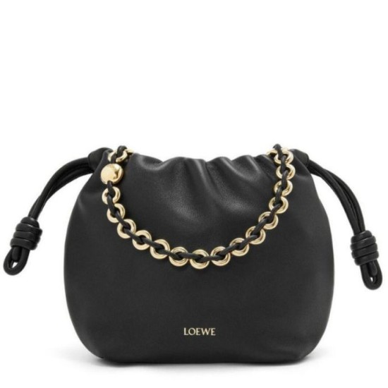 Loewe Mini Flamenco Purse Borse Replica Nero Nappa Agnello qualità specchio Replica Perfette Loewe Mini Flamenco Purse Borse Nero Nappa Agnello imitazioni