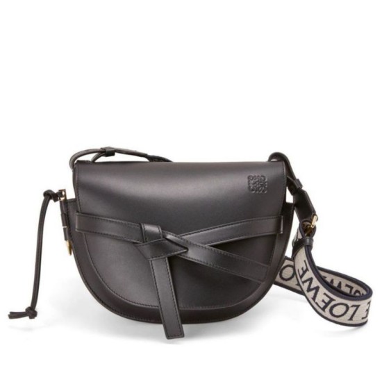 Borsa Gate piccola Loewe vitello nera e jacquard Replica Replica Perfette Borsa Gate piccola Loewe vitello nera e jacquard imitazioni