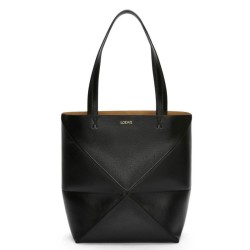 Replica Perfette Loewe Puzzle Medium Fold Tote Nero Vitello imitazioni