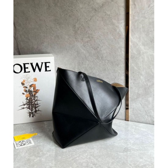 Loewe Puzzle Medium Fold Tote replica Nero Vitello qualità specchio Replica Perfette Loewe Puzzle Medium Fold Tote Nero Vitello imitazioni