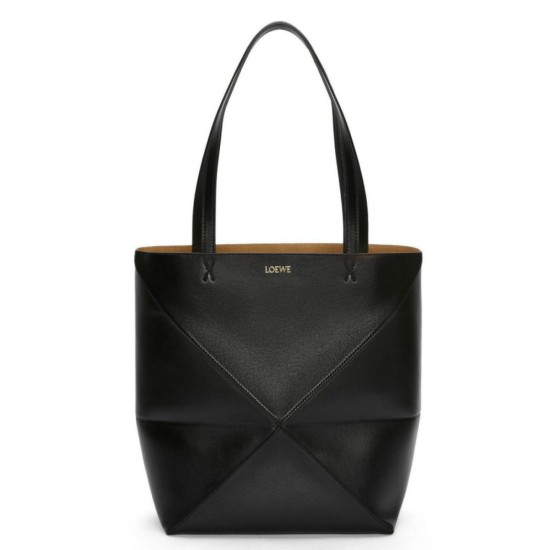 Loewe Puzzle Medium Fold Tote replica Nero Vitello qualità specchio Replica Perfette Loewe Puzzle Medium Fold Tote Nero Vitello imitazioni
