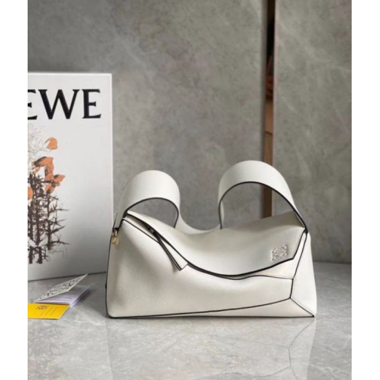 Borse Replica Hobo Puzzle Loewe vitello nappa bianca qualità specchio Replica Perfette Borse Hobo Puzzle Loewe vitello nappa bianca imitazioni