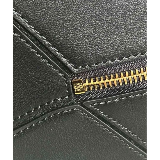 Loewe Puzzle Piccolo replica Nero Vitello con Manico Intrecciato qualità specchio Replica Perfette Loewe Puzzle Piccolo Nero Vitello con Manico Intrecciato imitazioni