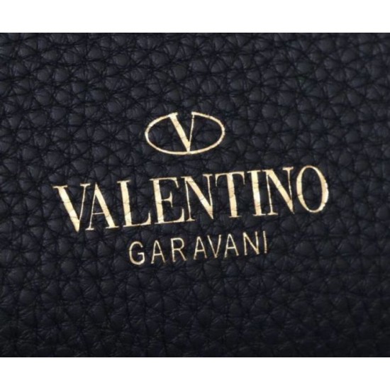 Replica fedele Valentino Piccolo Rockstud Tote Nero Grained Calfskin Riproduzione Fedele fedele Valentino Piccolo Rockstud Tote Nero Grained Calfskin imitazioni