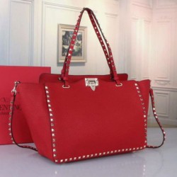 Riproduzione Fedele Valentino Medium Rockstud Tote Rosso Grain Calfskin imitazioni