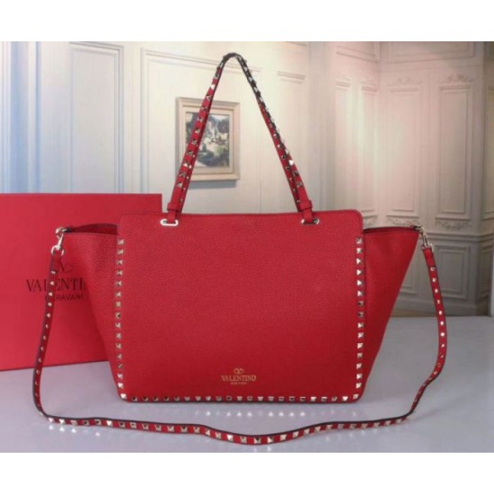 Replica Valentino Medium Rockstud Tote Rosso Grain Calfskin Riproduzione Fedele Valentino Medium Rockstud Tote Rosso Grain Calfskin imitazioni