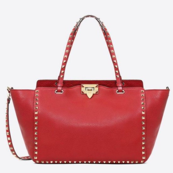 Replica Valentino Medium Rockstud Tote Rosso Grain Calfskin Riproduzione Fedele Valentino Medium Rockstud Tote Rosso Grain Calfskin imitazioni