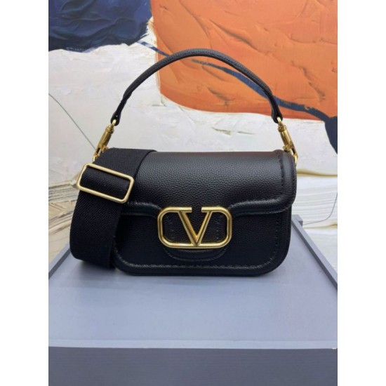 Valentino Alltime Borse Replica Alta Qualità a tracolla Nera Granulata qualità specchio Replica Perfette Valentino Alltime Borse Alta Qualità a tracolla Nera Granulata imitazioni