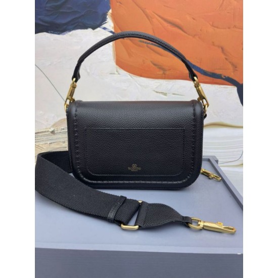 Valentino Alltime Borse Replica Alta Qualità a tracolla Nera Granulata qualità specchio Replica Perfette Valentino Alltime Borse Alta Qualità a tracolla Nera Granulata imitazioni