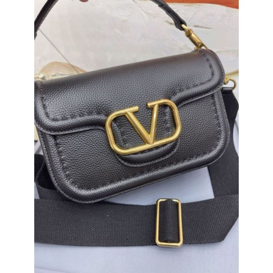 Valentino Alltime Borse Replica Alta Qualità a tracolla Nera Granulata qualità specchio Replica Perfette Valentino Alltime Borse Alta Qualità a tracolla Nera Granulata imitazioni