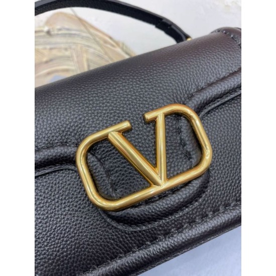 Valentino Alltime Borse Replica Alta Qualità a tracolla Nera Granulata qualità specchio Replica Perfette Valentino Alltime Borse Alta Qualità a tracolla Nera Granulata imitazioni