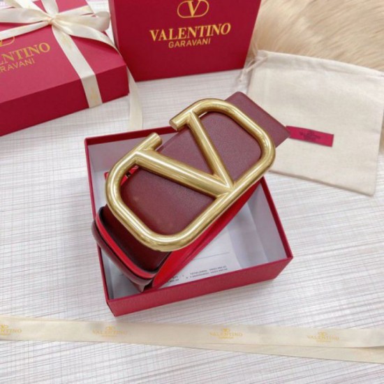 Valentino VLogo Reversible Belt 70mm Burgundy and Rosso Calfskin Replica Replica Perfette Valentino VLogo Reversible Belt 70mm Burgundy and Rosso Calfskin imitazioni