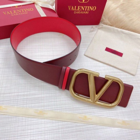 Valentino VLogo Reversible Belt 70mm Burgundy and Rosso Calfskin Replica Replica Perfette Valentino VLogo Reversible Belt 70mm Burgundy and Rosso Calfskin imitazioni