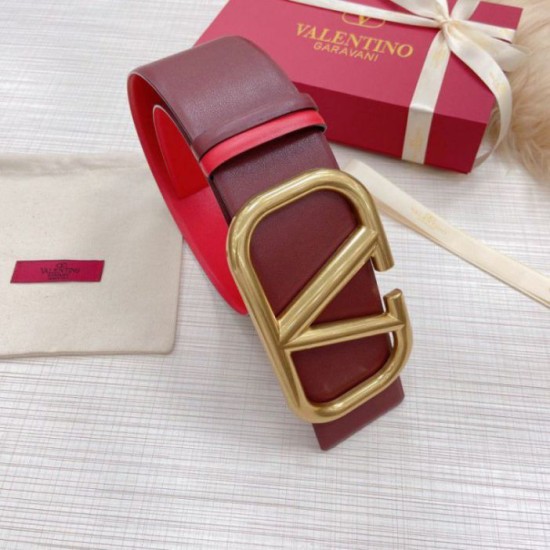 Valentino VLogo Reversible Belt 70mm Burgundy and Rosso Calfskin Replica Replica Perfette Valentino VLogo Reversible Belt 70mm Burgundy and Rosso Calfskin imitazioni