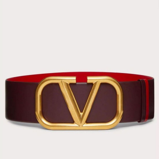 Valentino VLogo Reversible Belt 70mm Burgundy and Rosso Calfskin Replica Replica Perfette Valentino VLogo Reversible Belt 70mm Burgundy and Rosso Calfskin imitazioni