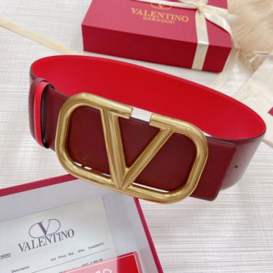 Valentino VLogo Reversible Belt 70mm Burgundy and Rosso Calfskin Replica Replica Perfette Valentino VLogo Reversible Belt 70mm Burgundy and Rosso Calfskin imitazioni