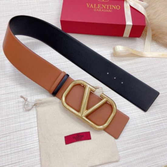 replica Valentino VLogo Cintura reversibile 70mm vitello marrone e nera qualità specchio Replica Perfette Valentino VLogo Cintura reversibile 70mm vitello marrone e nera imitazioni
