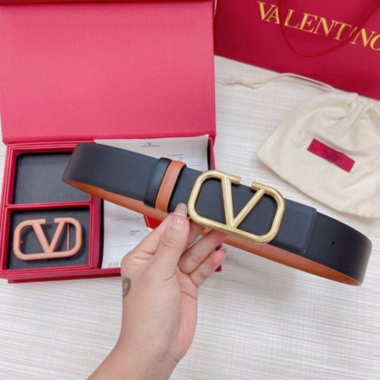 Pari replica Valentino VLogo Cintura reversibile 40mm vitello marrone e nera qualità specchio Replica Perfette Pari Valentino VLogo Cintura reversibile 40mm vitello marrone e nera imitazioni