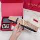 Replica Perfette Valentino VLogo Cintura reversibile 40mm vitello beige e nera imitazioni