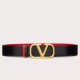 Alta gamma replica Valentino VLogo Cintura reversibile 40mm vitello nera e rossa qualità specchio Replica Perfette Alta gamma Valentino VLogo Cintura reversibile 40mm vitello nera e rossa imitazioni