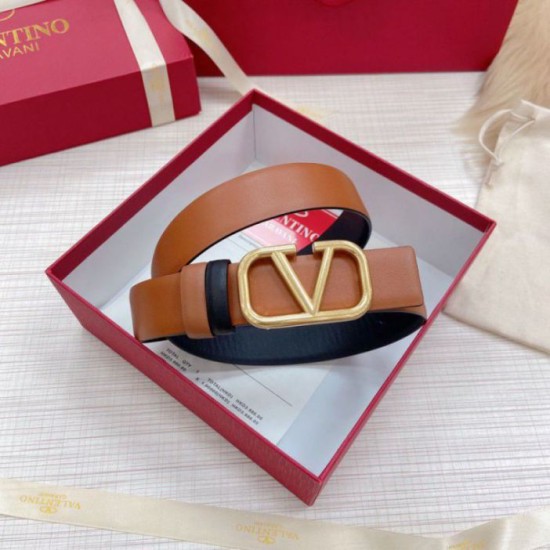 Pari replica Valentino VLogo Reversibile Cintura 30mm Marrone e Nero Vitello qualità specchio Replica Perfette Pari Valentino VLogo Reversibile Cintura 30mm Marrone e Nero Vitello imitazioni