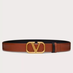 Replica Perfette Pari Valentino VLogo Reversibile Cintura 30mm Marrone e Nero Vitello imitazioni