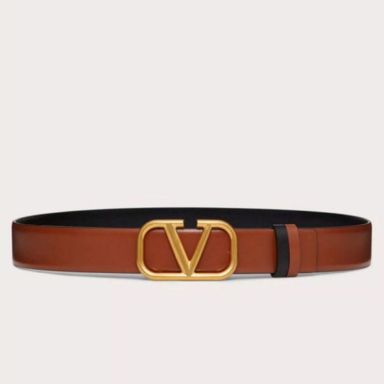 Pari replica Valentino VLogo Reversibile Cintura 30mm Marrone e Nero Vitello qualità specchio Replica Perfette Pari Valentino VLogo Reversibile Cintura 30mm Marrone e Nero Vitello imitazioni