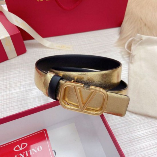 Valentino VLogo Cintura reversibile 30mm vitello nera e oro metallizzato Replica Replica Perfette Valentino VLogo Cintura reversibile 30mm vitello nera e oro metallizzato imitazioni