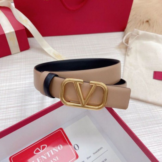Replica Perfette Valentino VLogo Cintura Reversibile 30mm Beige e Nero Vitello imitazioni