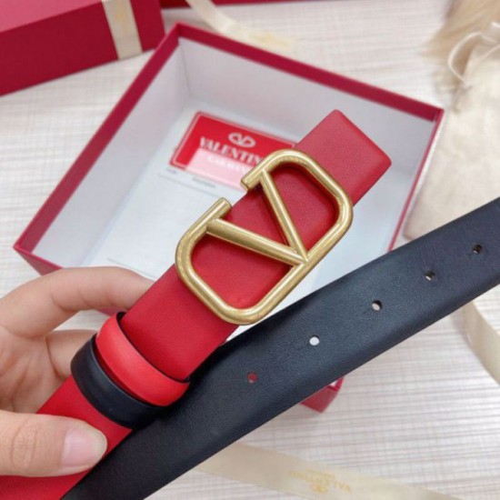 Valentino VLogo Cintura Reversibile 30mm Nero e Rosso Vitello Replica Replica Perfette Valentino VLogo Cintura Reversibile 30mm Nero e Rosso Vitello imitazioni