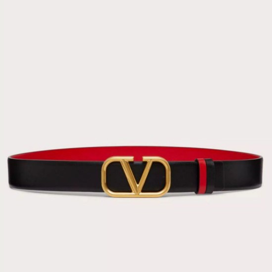 Valentino VLogo Cintura Reversibile 30mm Nero e Rosso Vitello Replica Replica Perfette Valentino VLogo Cintura Reversibile 30mm Nero e Rosso Vitello imitazioni