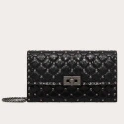 Riproduzione Fedele fedele Valentino Rockstud Spike Chain Clutch Agnello Crespo imitazioni