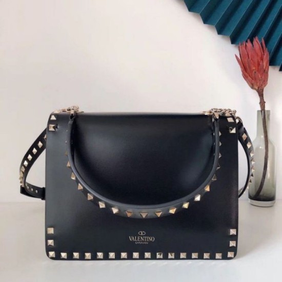 Replica Valentino Rockstud Crossbody Borsa Nero Vitello Riproduzione Fedele Valentino Rockstud Crossbody Borsa Nero Vitello imitazioni