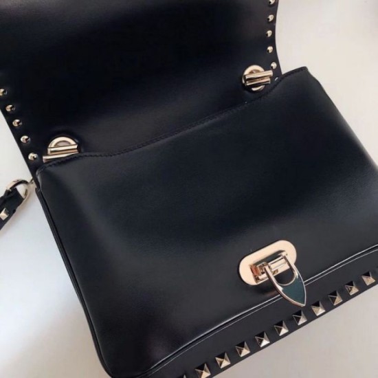 Replica Valentino Rockstud Crossbody Borsa Nero Vitello Riproduzione Fedele Valentino Rockstud Crossbody Borsa Nero Vitello imitazioni