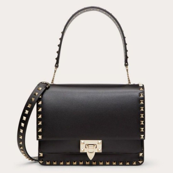 Replica Valentino Rockstud Crossbody Borsa Nero Vitello Riproduzione Fedele Valentino Rockstud Crossbody Borsa Nero Vitello imitazioni