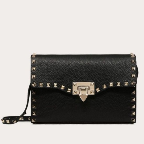 Replica Valentino Rockstud Piccolo Crossbody Borsa Nero Granulato Riproduzione Fedele Valentino Rockstud Piccolo Crossbody Borsa Nero Granulato imitazioni