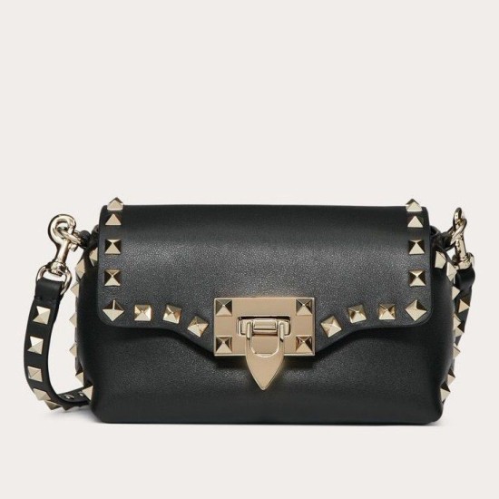 Replica Valentino Mini Rockstud Crossbody Borse Nero Vitello Riproduzione Fedele Valentino Mini Rockstud Crossbody Borse Replica Nero Vitello imitazioni