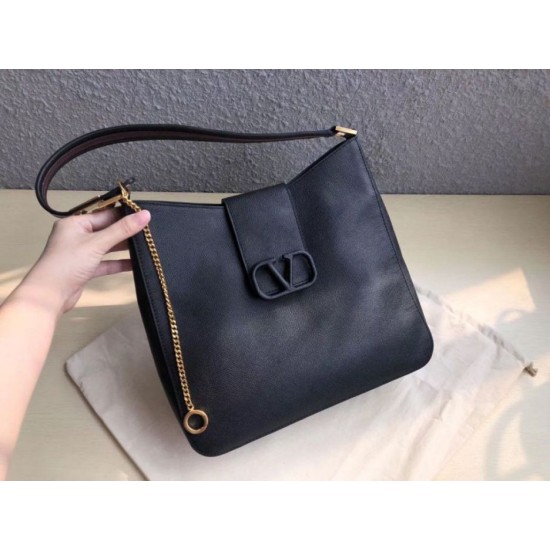 Replica Valentino Vsling Hobo Borsa Nero Vitello Granato Riproduzione Fedele Valentino Vsling Hobo Borsa Nero Vitello Granato imitazioni