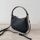 Valentino Rockstud Piccolo Hobo Bora Pari replica Nero vitello granata qualità specchio Replica Perfette Valentino Rockstud Piccolo Hobo Bora Pari Nero vitello granata imitazioni
