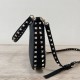 Valentino Rockstud Piccolo Hobo Bora Pari replica Nero vitello granata qualità specchio Replica Perfette Valentino Rockstud Piccolo Hobo Bora Pari Nero vitello granata imitazioni