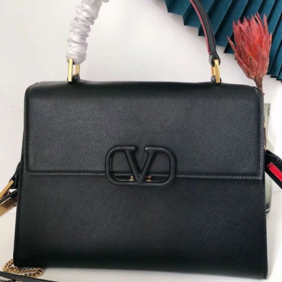 Replica fedele Valentino Vsling HandBorse Alta Qualità Nero Vitello Granato Riproduzione Fedele fedele Valentino Vsling HandBorse Replica Alta Qualità Nero Vitello Granato imitazioni