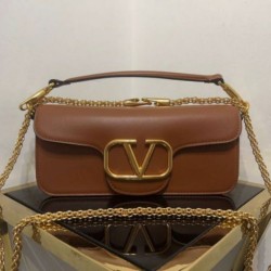 Replica Perfette Valentino Loco Grande Borsa A Tracolla Marrone Vitello imitazioni