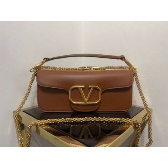 Replica Perfette Valentino Loco Grande Borsa A Tracolla Marrone Vitello imitazioni