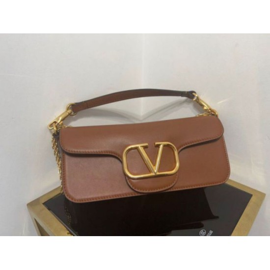 Replica Perfette Valentino Loco Grande Borsa A Tracolla Marrone Vitello imitazioni