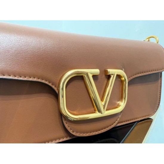 Replica Perfette Valentino Loco Grande Borsa A Tracolla Marrone Vitello imitazioni