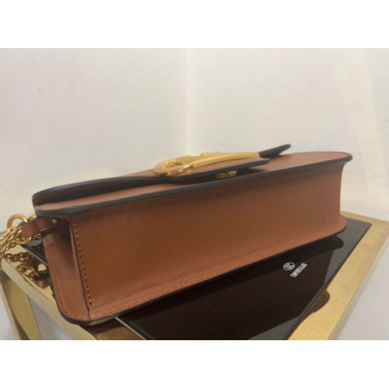 Replica Perfette Valentino Loco Grande Borsa A Tracolla Marrone Vitello imitazioni