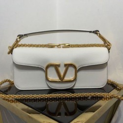 Replica Perfette Valentino Loco Grande Borsa A Tracolla Bianco Vitello imitazioni