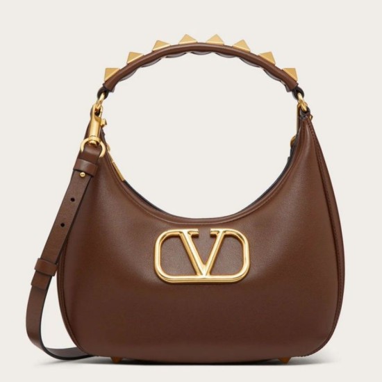 Valentino Stud Sign Hobo Borsa Marrone Scuro Replica Replica Perfette Valentino Stud Sign Hobo Borsa Marrone Scuro imitazioni