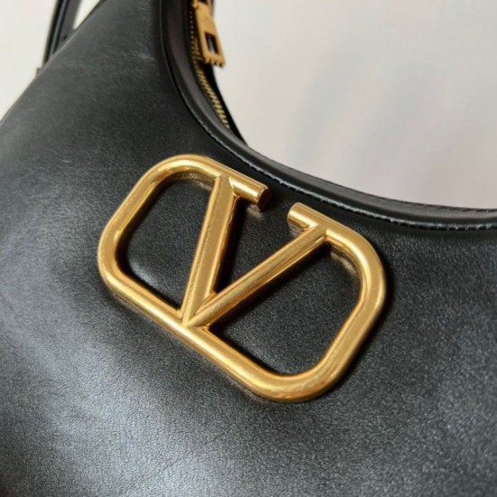 Replica Perfette Valentino Stud Sign Hobo Borsa Nero Vitello imitazioni