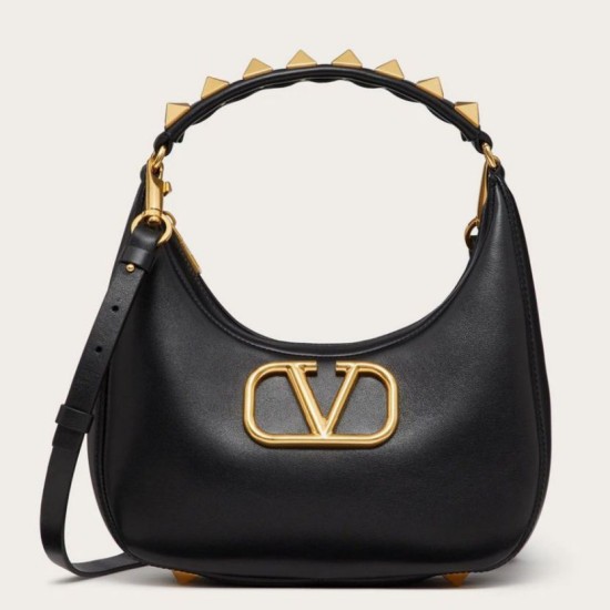 Replica Perfette Valentino Stud Sign Hobo Borsa Nero Vitello imitazioni